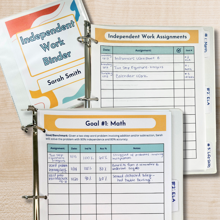 Independent Work Binder System